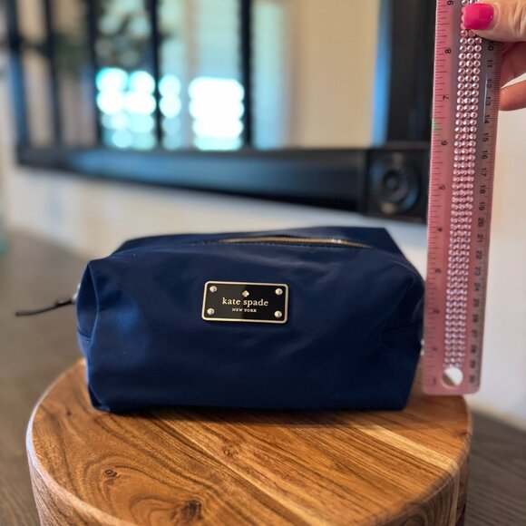 Kate Spade New York Navy Nylon Cosmetic Pouch - Travel Makeup Bag - Picture 12 of 12